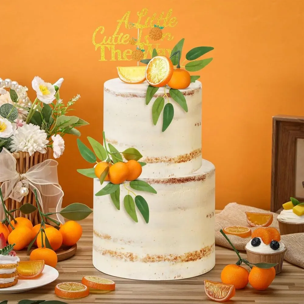 Soulchen Glitter Orange Cake Topper Set